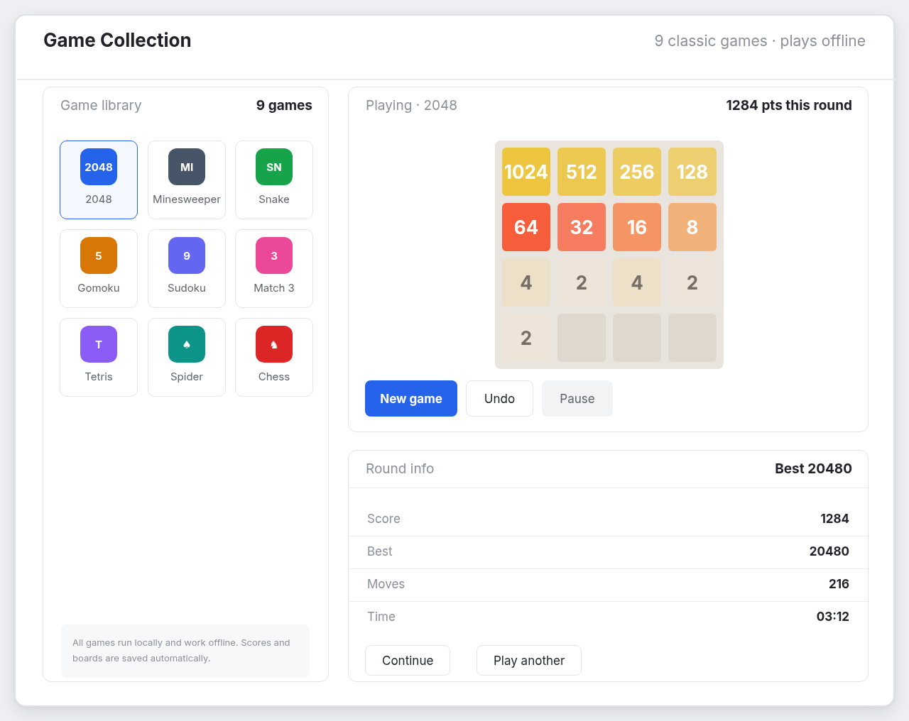 Game Collection desktop app on Windows